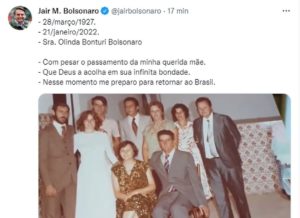 MORRE DONA OLINDA, MÃE DO PRESIDENTE BOLSONARO